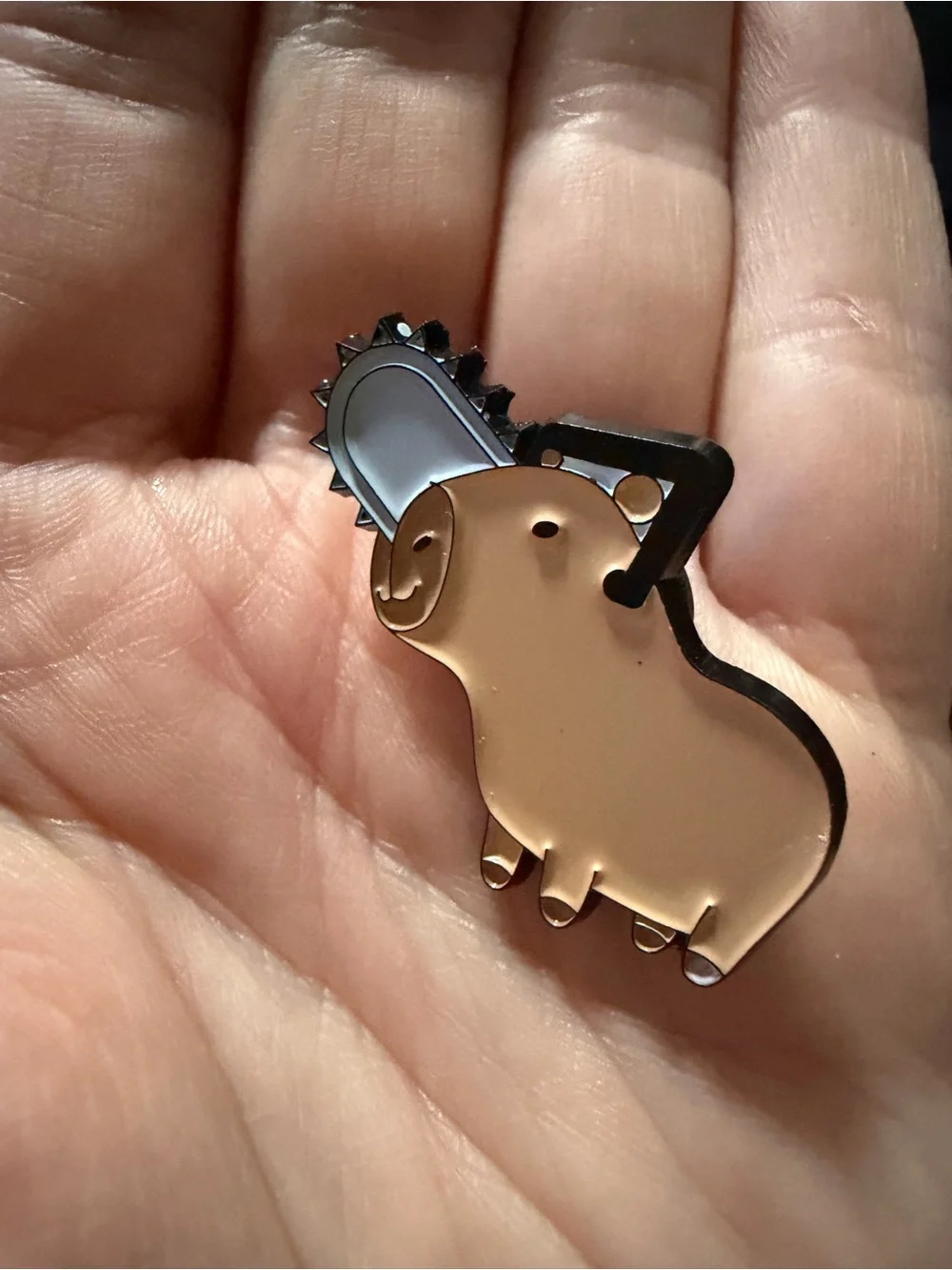 Capybara chainsaw brooch pin travel pet funny cute gifts charm holiday pig party